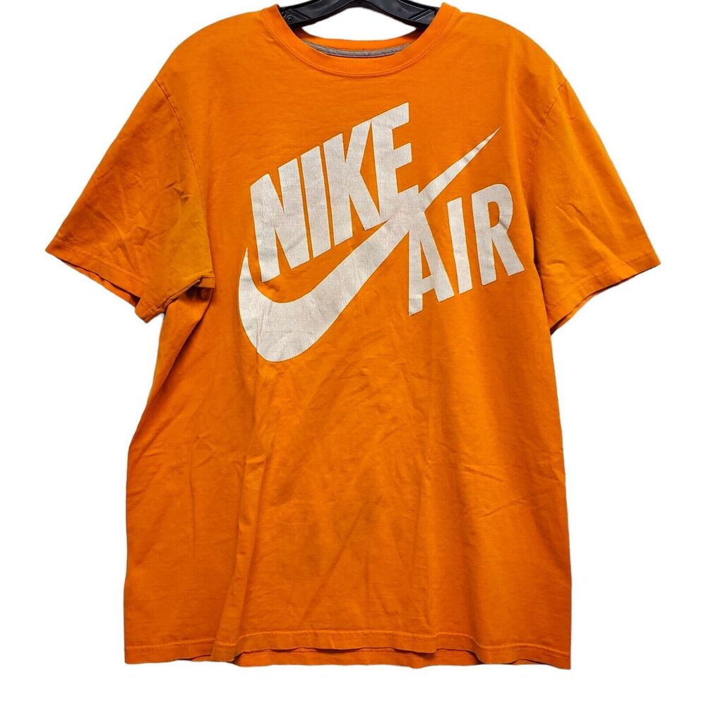 NIKE Shirt Adult XL Orange White BIG AIR SWOOSH Spell Out Athleisure Athletic